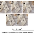 Set di 5 paia di calze a rete bianche da donna in stile giapponese con pizzo - 5 Paia - Stili Misti 6