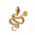 Piercing de lengua de serpiente en acero inoxidable dorado con textura de escamas - Dorado