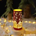 Red 15cm Christmas lantern with cutout snowflake and Nordic house light patterns - Colored Light Bottle-Snowflake / Red