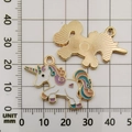 Purple enamel unicorn pendant charms with golden textured back for DIY jewelry making - Unicorn 30x22mm