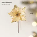 Glittering 25cm artificial gold poinsettia flower for elegant Christmas tree decoration - Small (25x30cm) / Gold