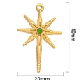 Pendentif étoile à huit branches dorée avec pierre verte, taille 40mm par 20mm - Vert Émeraude