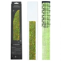 6 pieces of 60cm golden glitter hair tinsel extensions with clips in retail box - 6 Pieces Set / Laser Olive Green (6-Piece Set)