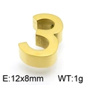 Minimalist gold number 3 titanium steel pendant, 12x8mm charm for jewelry making - Number 3 (KLJ4356-Z)