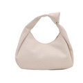 Off-White geflochtene Hobo-Tasche mit Knotengriff und goldenem Reißverschluss - Weiß