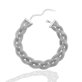 Detail of silver woven mesh necklace with adjustable chain and lobster clasp on white background - YS659 Steel Color Necklace