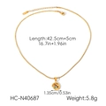 Vista detallada del collar de oro de 18k con colgante redondo con medidas y dimensiones - Estilo de Piedra Preciosa de Color Redondo (HC-N40687)