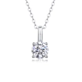 Minimalistische S925 Sterlingsilber Kette mit funkelndem runden Moissanit Anhänger - 925er Silber / S925 Silber Moissanit Anhänger 1ct