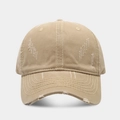 Casquette de baseball rétro en coton délavé kaki avec détails déchirés pour hommes et femmes - Réglable / Kaki