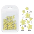 DIY nail art resin five-petal flowers in light yellow with silver and white beads - Yellow Flower With Silver Bead