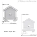 Detailed dimensions of seaside house silicone mold with heart window and white plaster finished piece - Small Beach House Mold