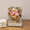 Mini Kunststrauß in transparenter Geschenkbox mit rosa und lila Seidenrosen - Rosa & Lila Rose