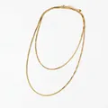 Double layered gold snake chain necklace featuring flat metal links and adjustable clasp - Octagonal Round Snake Chain Necklace (D899) / Gold