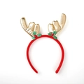 Christmas reindeer headband with festive gold antlers and red berry accents - 11# Gold Antlers