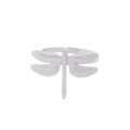 Silver metal dragonfly napkin ring with colorful enamel detailing for table decor - Z1029-1 Silver Dragonfly