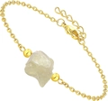Verstellbares Goldkettenarmband mit facettiertem gelbem Naturstein und kleinen Perlen - Citrin