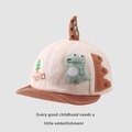 Casquette bébé beige et marron avec broderie dinosaure 3D mignonne et bordure souple - 45-48 cm / Dinosaure à Antennes Café