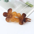 Set of two vintage amber gradient flower hair clips with a glossy resin finish - Coffee Stripes
