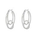 Pendientes de doble aro plateados minimalistas con acabado de acero inoxidable pulido - Estilo Anidado de Doble Bucle / Color Acero