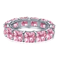 Sparkling S925 sterling silver ring featuring square pink zircon stones in a full eternity band - Pink (NE120303)