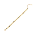Golden wheat ear chain bracelet with green enamel leaf charms and lobster clasp - Green / Green