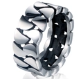 Anello largo da uomo in acciaio inossidabile argento con design a maglia cubana - US 7 / Stile a Catena (05309)
