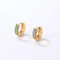Pendientes de aro minimalistas bañados en oro con piedras turquesas y pavé de lujo - Bañado en Oro de 16K Azul Cielo (Pequeño)
