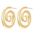 Polished gold plated titanium steel double spiral hoop earrings with mirror finish effect - 18K Gold Plated Spiral (6534)
