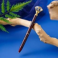 Chic red and black leopard print metal ballpoint pen with a large diamond top ornament - Red Leopard