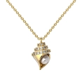 Elegant gold S925 silver conch shell necklace featuring a white pearl and diamond accents - 925 Silver / Gold Conch Pearl Style (DY190820-S-G-WH)