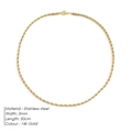 Chaîne torsadée en acier inoxydable plaqué or 14k 3mm de large, longueur 50cm - Or 3mm 50cm (YX44651)