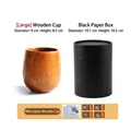 Large natural wood cup with visible grain and a matte black gift box packaging - 300ml / Large Belly Cup (With Black Gift Box)