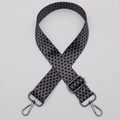 Adjustable crossbody shoulder strap with black and white geometric pattern and metal hooks - No. 622 Gunmetal Hook