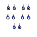 Set of ten golden alloy evil eye pendants with blue and white enamel for jewelry making - 7# Gold Eye Shape