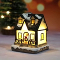 Luminous resin Christmas house with LED warm light and faux snow for desktop decor - Style C