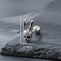 Gothic rabbit mask cartilage stud in vintage stainless steel finish, size 1.15cm x 0.58cm - Rabbit Mask Style (S440)