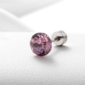 Screw-back titanium steel ear stud featuring a sparkling purple round-cut zircon stone - Light Purple 6.2MM(A013-2#)