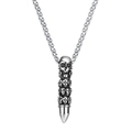 Silver bullet pendant necklace with embossed skulls in stainless steel punk style - Bullet Skull
