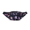 Waterproof floral print waist bag for running and outdoor sports in black nylon - Lily