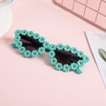 Occhiali da sole verdi menta per bambini con margherite 3D e lenti scure - Montatura Verde Lenti Grigio Doppio