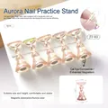 Macro detail of pink aurora magnetic nail art stand set with 2.2cm height specifications - Japanese Nail Practice Pad 03
