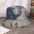 Chic blue and gold metallic PU leather bucket hat with a stylish gradient rainbow finish - M (56-58cm) / Blue Tie Dye Metallic
