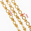 Golden embossed stainless steel chain links in 6.5mm, 4.2mm, and 6mm widths - No.02 / 4.2mm Width / Gold