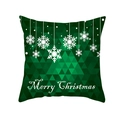 Green Christmas pillow case with geometric patterns, white snowflakes and Merry Christmas text - Geometric Color Block BG - Green