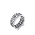 Anello vintage in argento S925 con motivi geometrici a rombi e zirconi bianchi lucidi - Taglia US 5 / Argento sterling 925