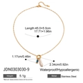 Golden stainless steel necklace with sapphire and pearl pendant, waterproof and hypoallergenic - Blue Gemstone Pearl Necklace