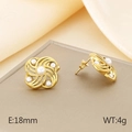 Pendientes de flores en espiral dorados con perlas blancas y diámetro de 18 mm - Estilo Flor Espiral (KE116193-KFC) / Dorado