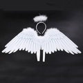 Weißes Engelsschwingen und Heiligenschein Set für Kostümpartys und Cosplay - Flügel und Stirnband Set / Set mit weißen Zirkonia