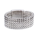 Polished silver stainless steel braided bracelet with personalized secure buckle clasp - 23CM / Steel