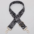 Adjustable black and white geometric ethnic wide shoulder strap with gold metal hardware - No. 621 Gold Hook